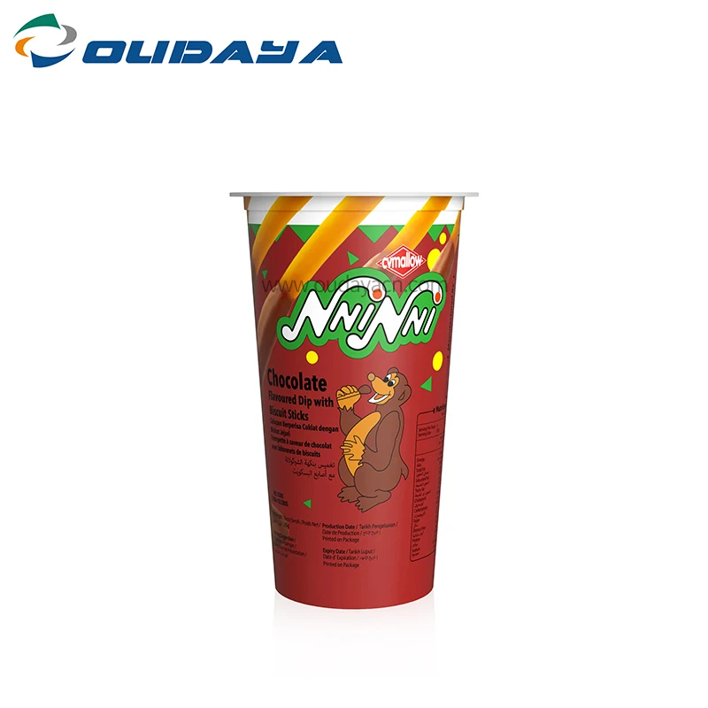 220ml 35g  Custom PP Empty Plastic Jam Cup for Chocolate Packaging Biscuit Dip Cup Packaging