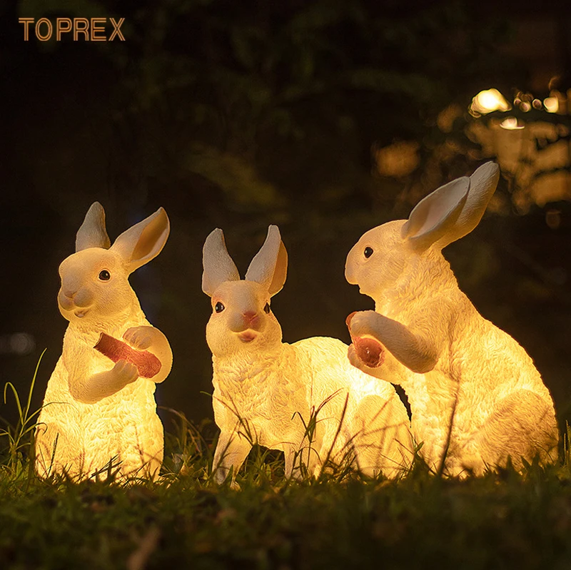 Commercial Level Durable Outdoor LED Resin 3D Sculpture Christmas Rabbit and Animals Motif Light for New Year Projects