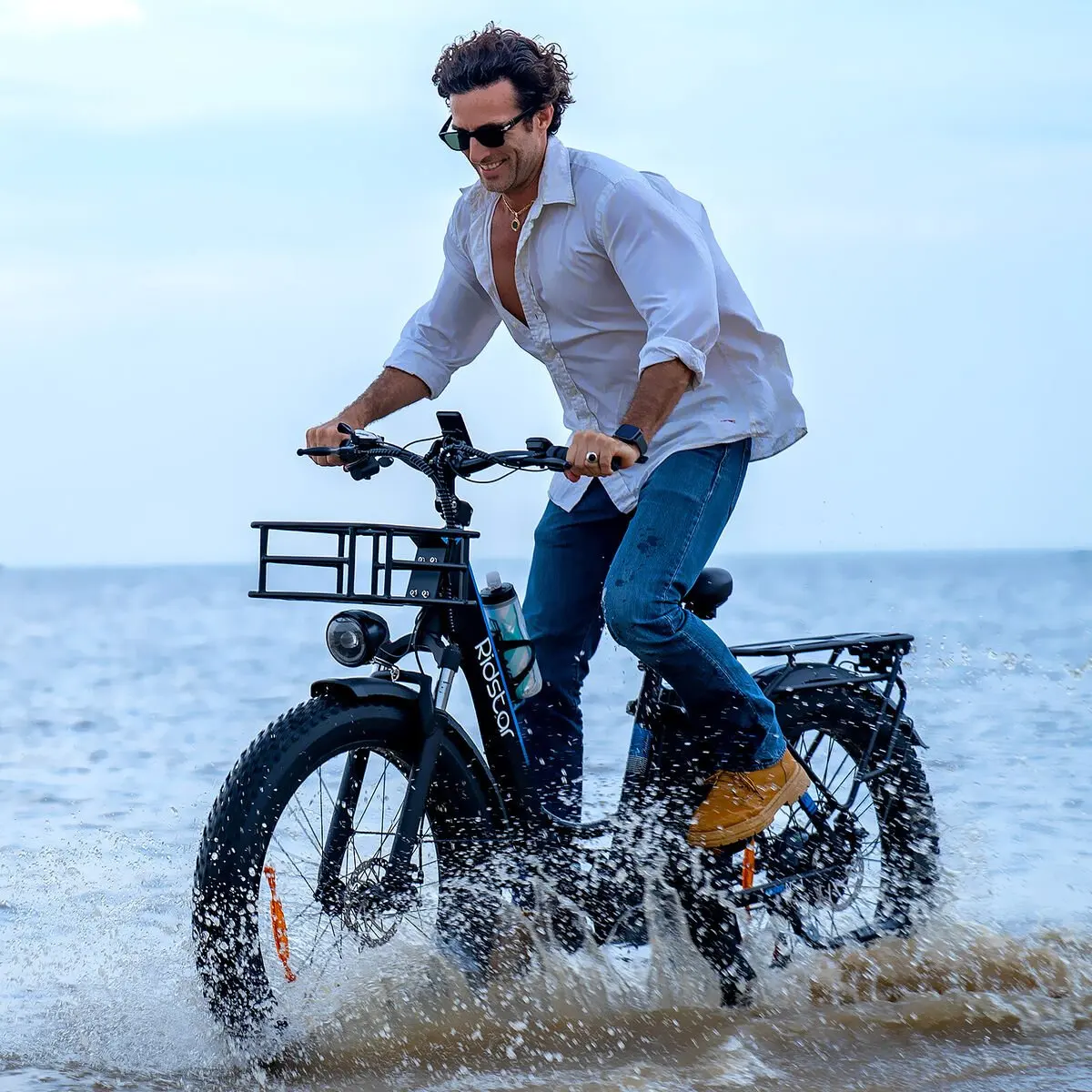 RIDSTAR MN26 26\" City Electric Bike 750W Motor 48V 20Ah Lithium Battery Aluminum Alloy Frame 7 Speeds Digital Rear Carrier