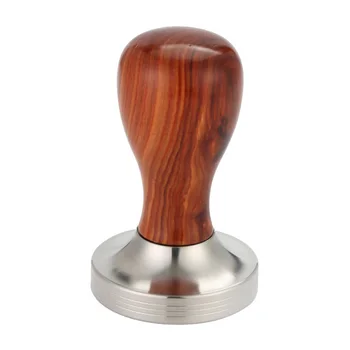 Factory supply stainless steel solid coffee powder press red sandalwood handle hammer thick filler