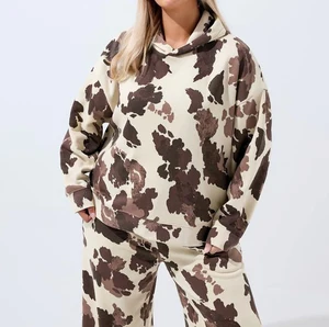Premium Quality Custom Digital Printing Cotton Waterproof Oversized Pullover Cow Print Hoodie Women Animal Casual Winter Wear