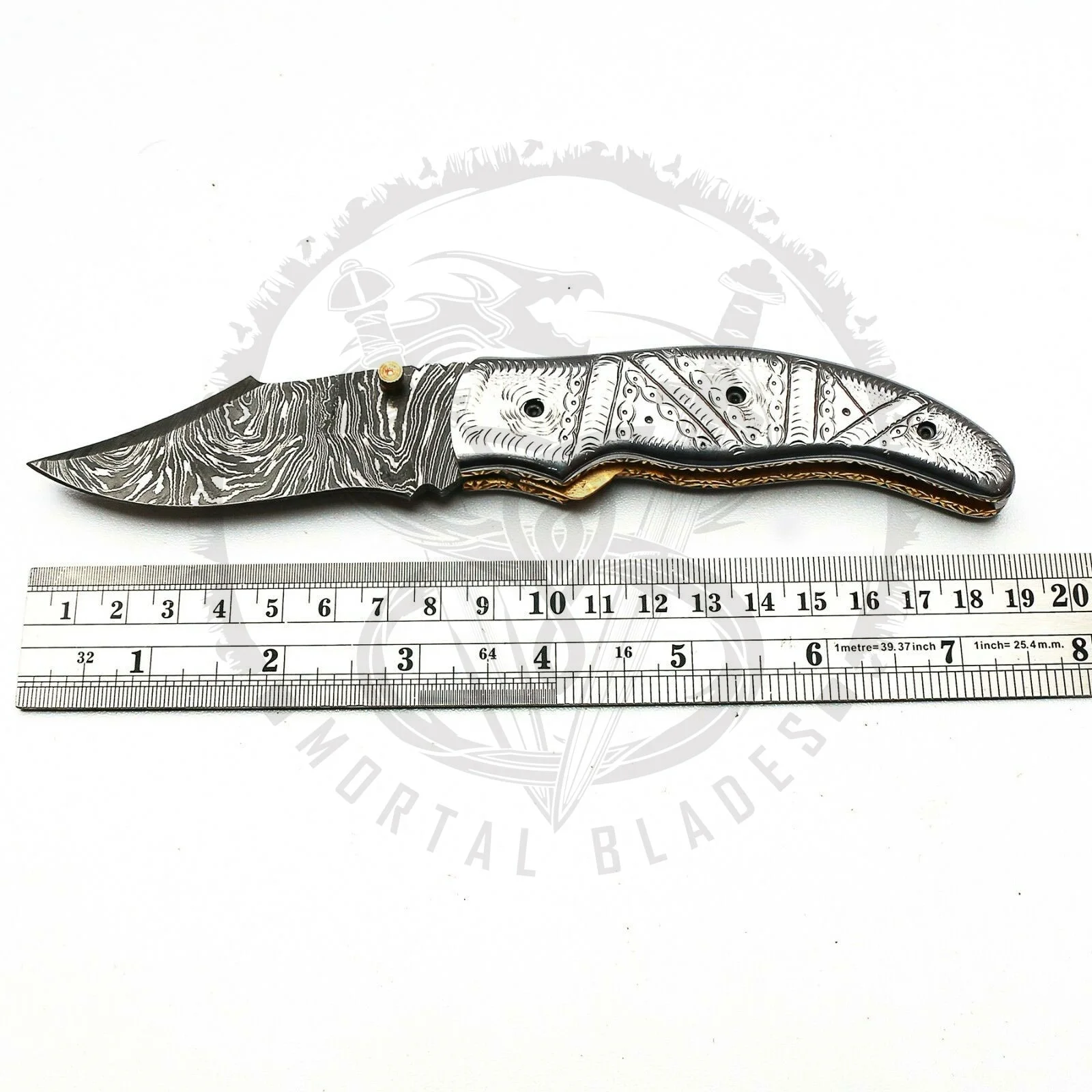 Damascus Folding Knife Custom Handmade Damascus Steel Outdoor Camping