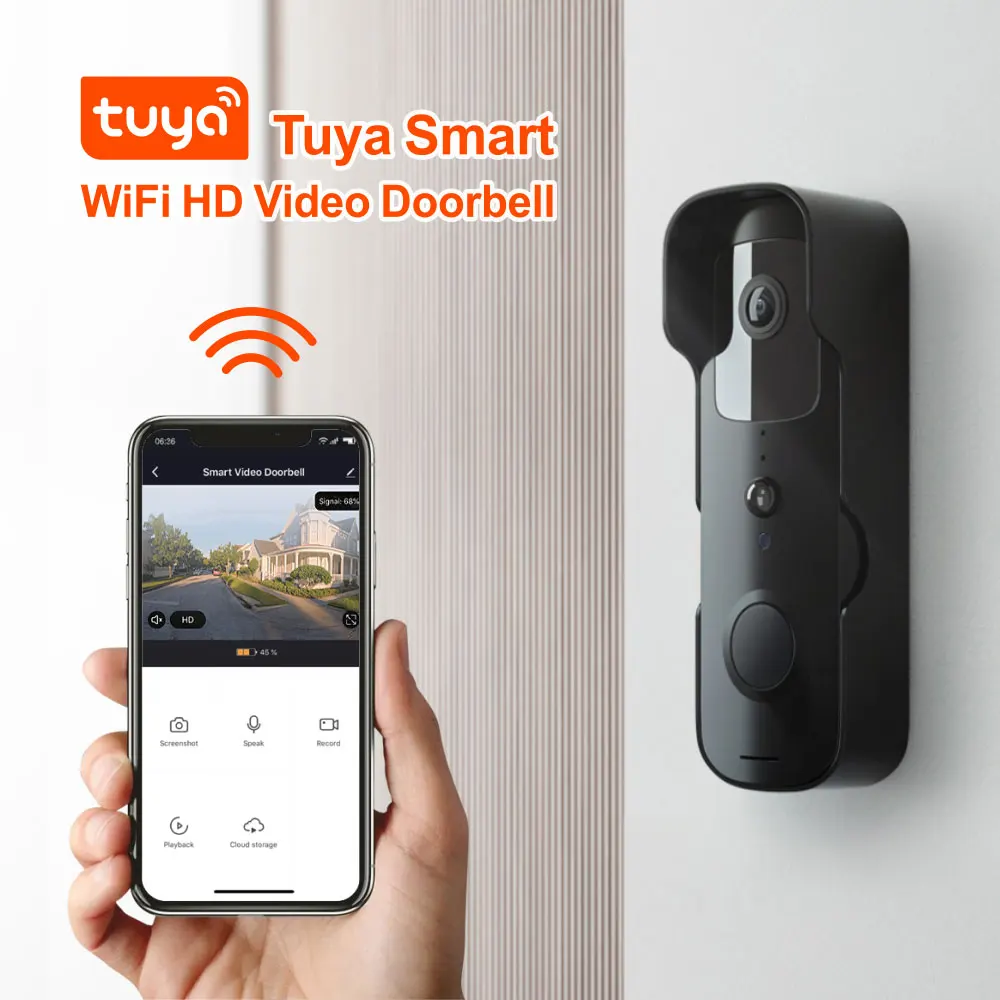 Good Quality Wireless Ring HD Camera Doorbell Tuya Smart WiFi Video Door Bell For Smart Home PST-T30 Factory 2.4GHz Frequency