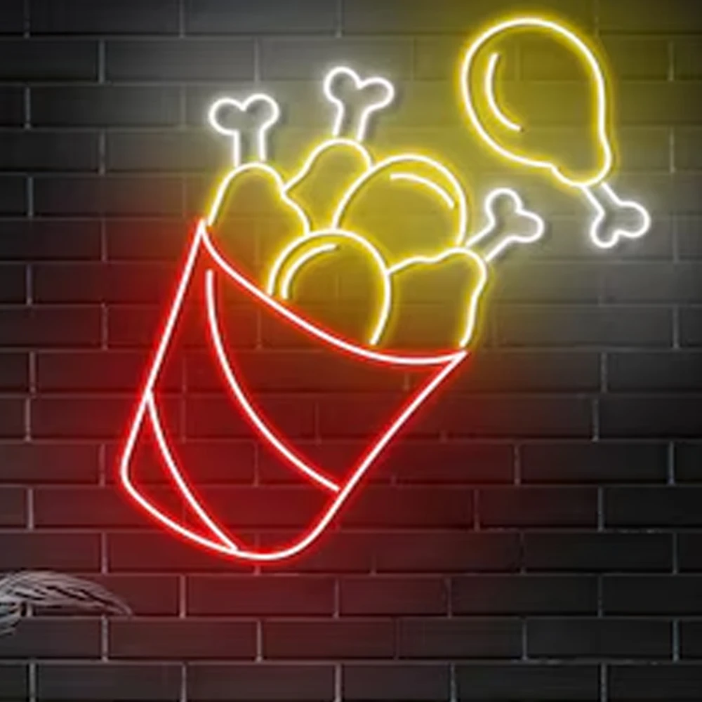 Fast Shop Fried Chicken Led Neon Sign Store Advertising Signboard Led Light  up Sign Wall Neon Decoration Lighting for Sale, image size:1000x1000