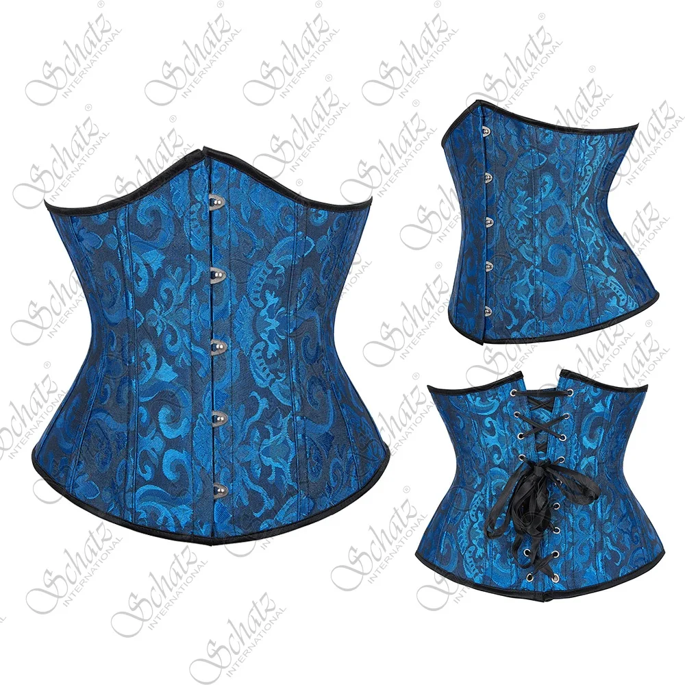 Simple Elegant Black White Blue Bustier Plastic Boned Gothic Gorset ...