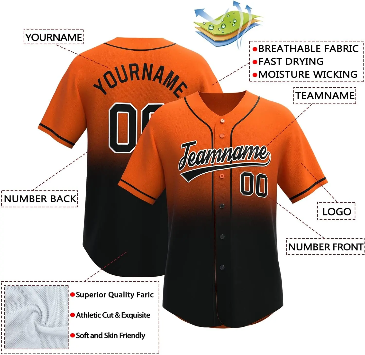 2 Tone Baseball Jersey Uniform Custom Sublimated Tackle Twill 