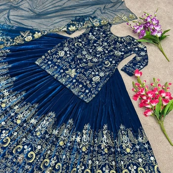 COTTON SILK THEREAD EMBROIDERED LEHENGA CHOLI WITH DUPATTA (WDN108) main image 1