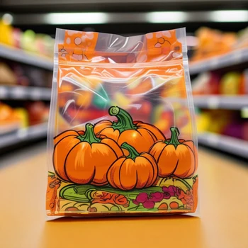 Halloween Printed Biodegradable Plastic Packaging Bags Food Snacks Candies Biscuits Customizable Holiday Gift Creative Packaging