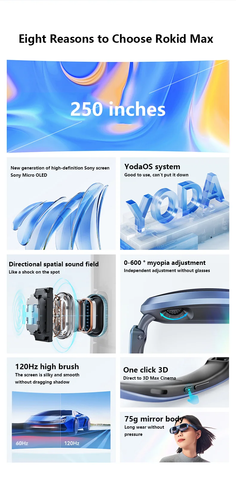 2023 Metaverse Rokid Max Ar Smart Glasses 4k Video Augmented Reality Ar Glasses For Phones