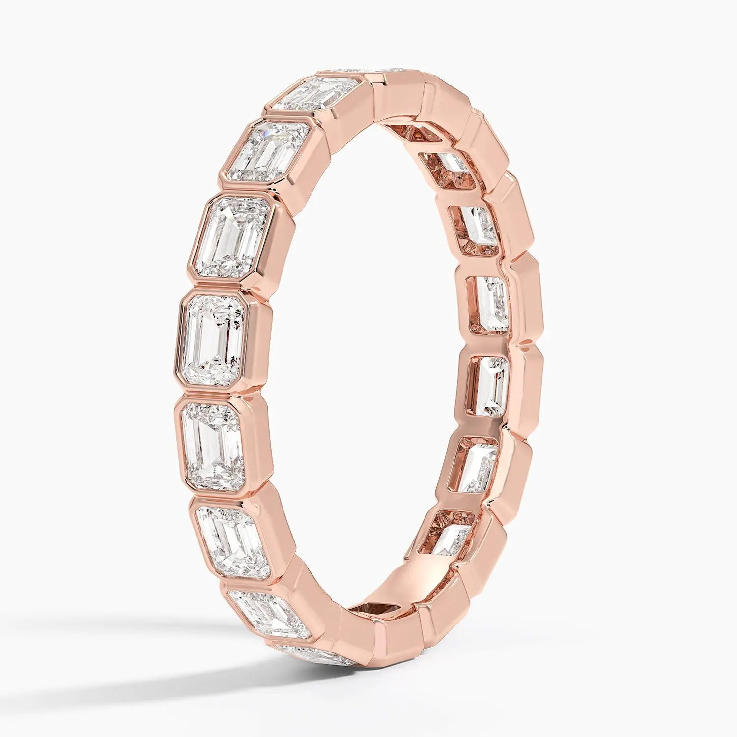 Bezel Setting East-West Bezel Emerald Cut Eternity Lab Grown Diamond ...
