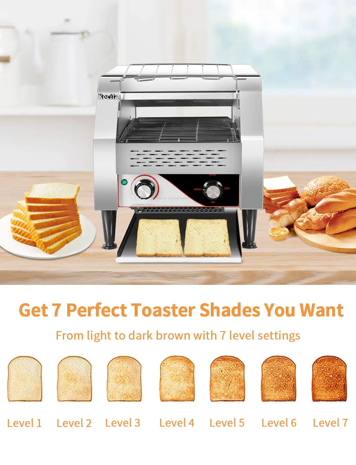 Wide Bread Conveyor Chain Toaster Commercial Electric Durable Stainless ...