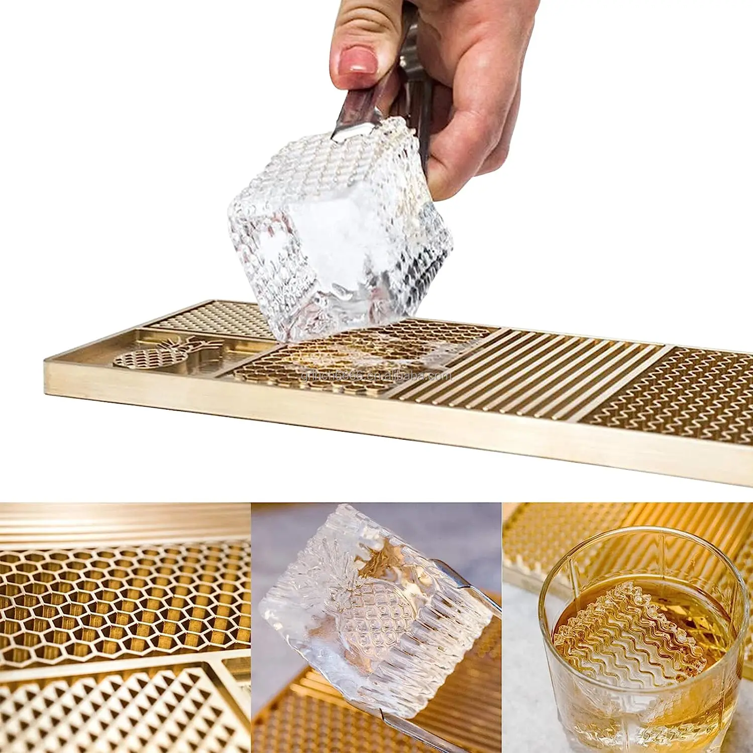 Fully Customized Brass Ice Stamp Tray Ice Cube Texture Designer Plate