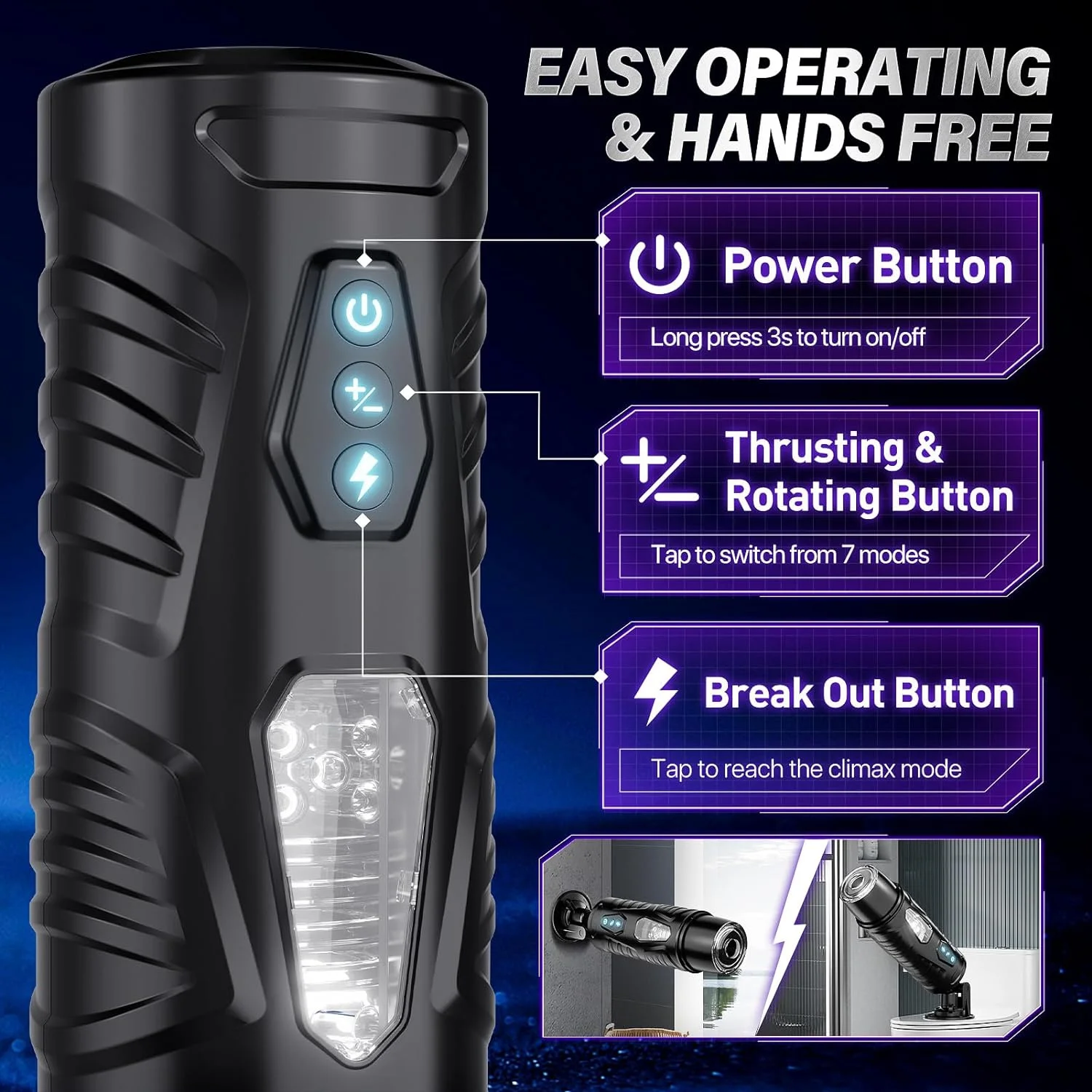 hand-hold 7 rotating modes male masturbator Automatic Man Masturbator 7Telescopic Modes Mastubator Cup Electric Pocket  Penis