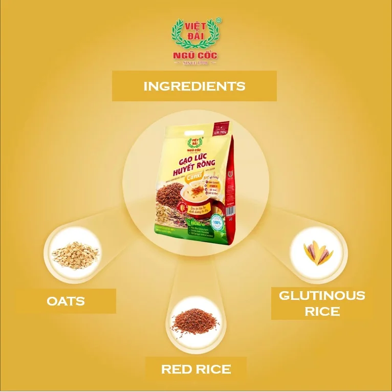 450 г мгновенный питательный порошок из красного риса с кальцием здоровая пища свежий стиль от вьетнамской