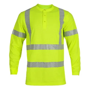 OEM Hi-Vis Reflective Security Polo Shirt  NFPA2112 Men's High Visibility Fire Retardant Work Clothes Flame Resistant Shirt