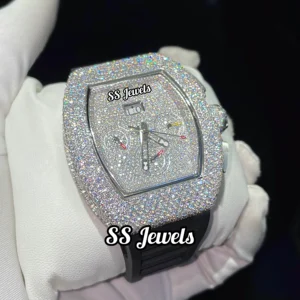 Unisex Luxury Mechanical Watch Iced VVS Moissanite Diamond Business Sport Fashion Men's Stainless Steel Automatic Movement