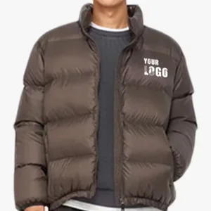 Custom Men's Winter  Down Puffer Jacket Quality Coated Zipper Closure Plus Size Long Length