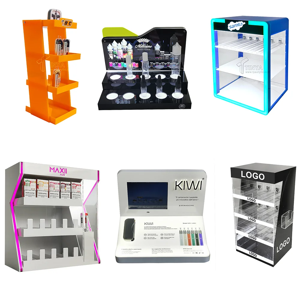 Custom Stand Display Cigarette Pusher Tobacco Snuff Bottle Display Cabinet  Snus Display Stand