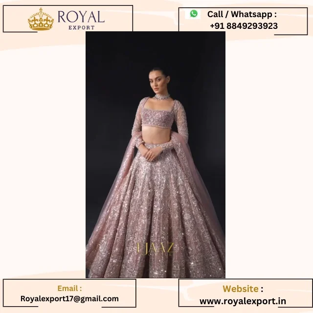 Premium Net Embellished With Beautiful Thread Embroidery and Heavy Sequence Work Lehenga