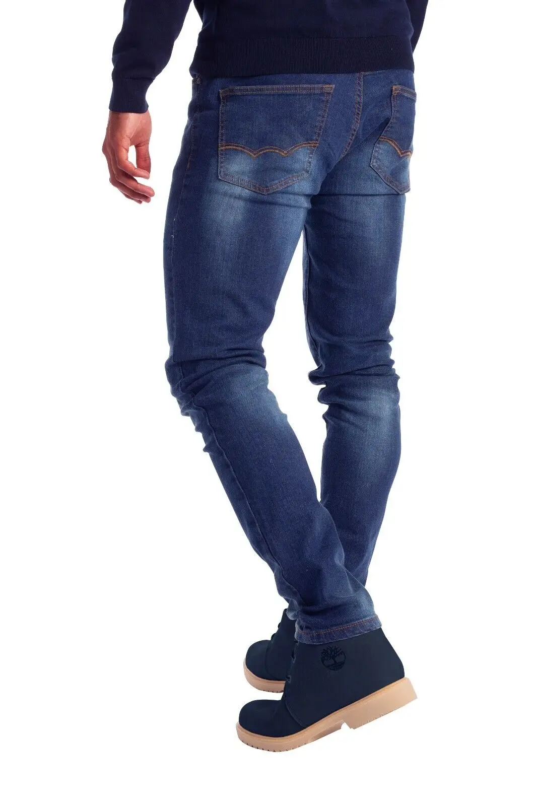 Pantalons extensibles en gros mode mince décontracté denim hommes maigre grande taille pantalon jeans tissu_voghion.com