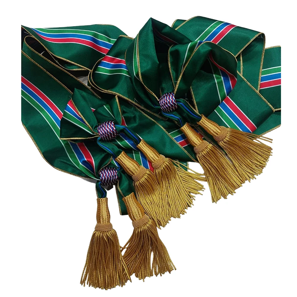 High Quality Ceremonial Sash Hand Made Bullion Wire Tassel Wholesale Mylar Waist Ceremonial Sash