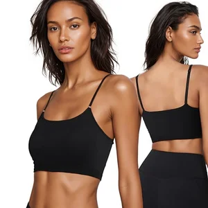 Comfortable One-piece Women Camisole Bra Ice Silk Fabric Bralette Seamless Fixed Padded Sports Bra for Girls