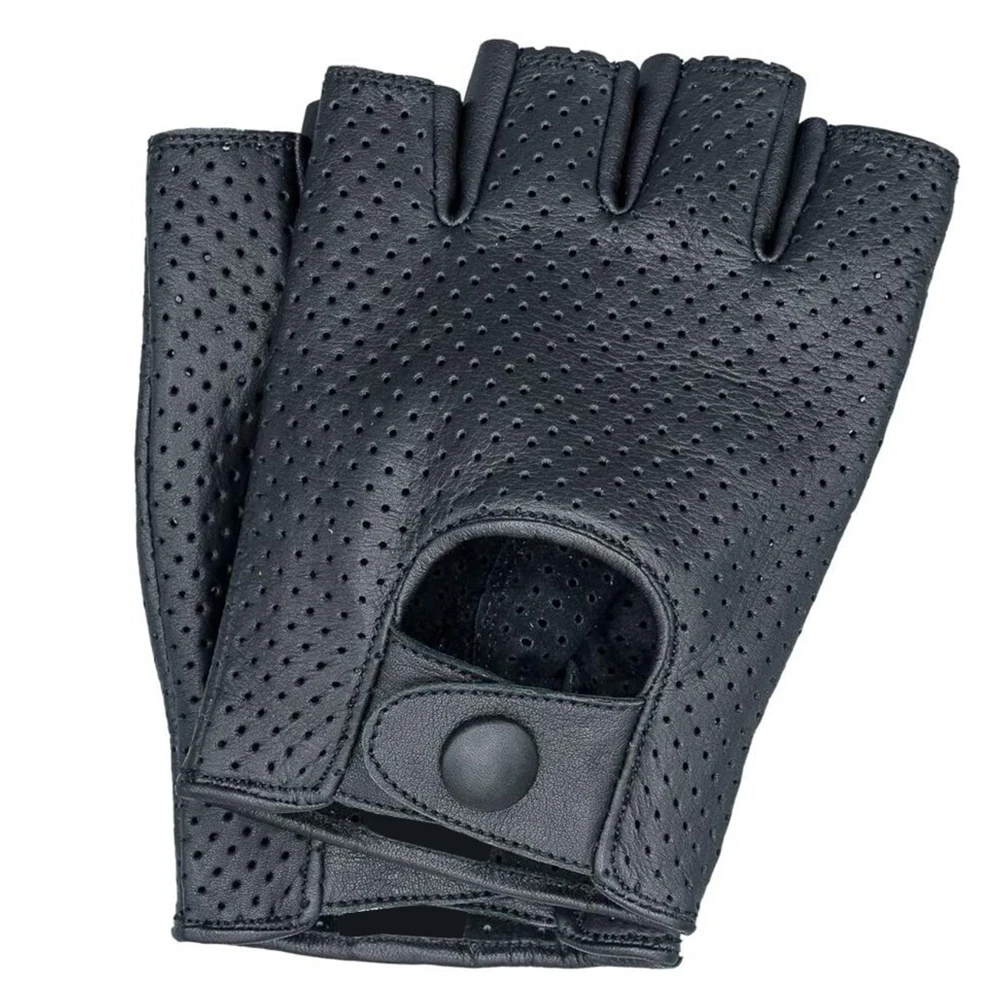 Hot Sale Black Leather Gym Gloves Custom Fingerless Weight Lifting