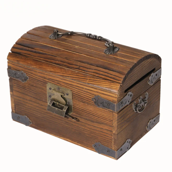 Coffre Au Trésor En Bois Vintage Avec Serrure - 14,5x10x9,5 Cm, Pour Enfants, Décoration, Rangement Bijoux