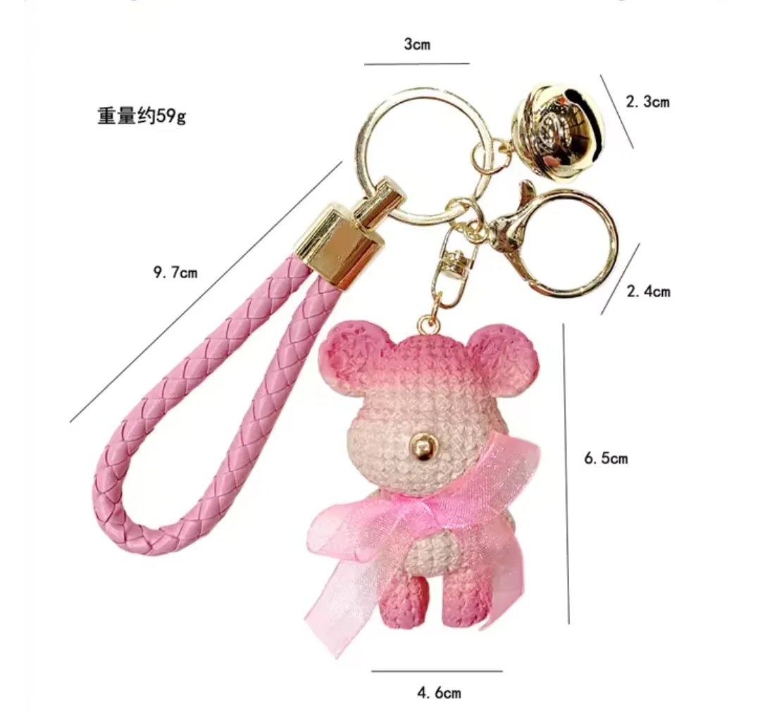 Cute Bubble Tea Keychain With Floating Bear - Liquid Glitter Moving Sand Key Ring | Kawaii Bag Charm For Girls - View #10