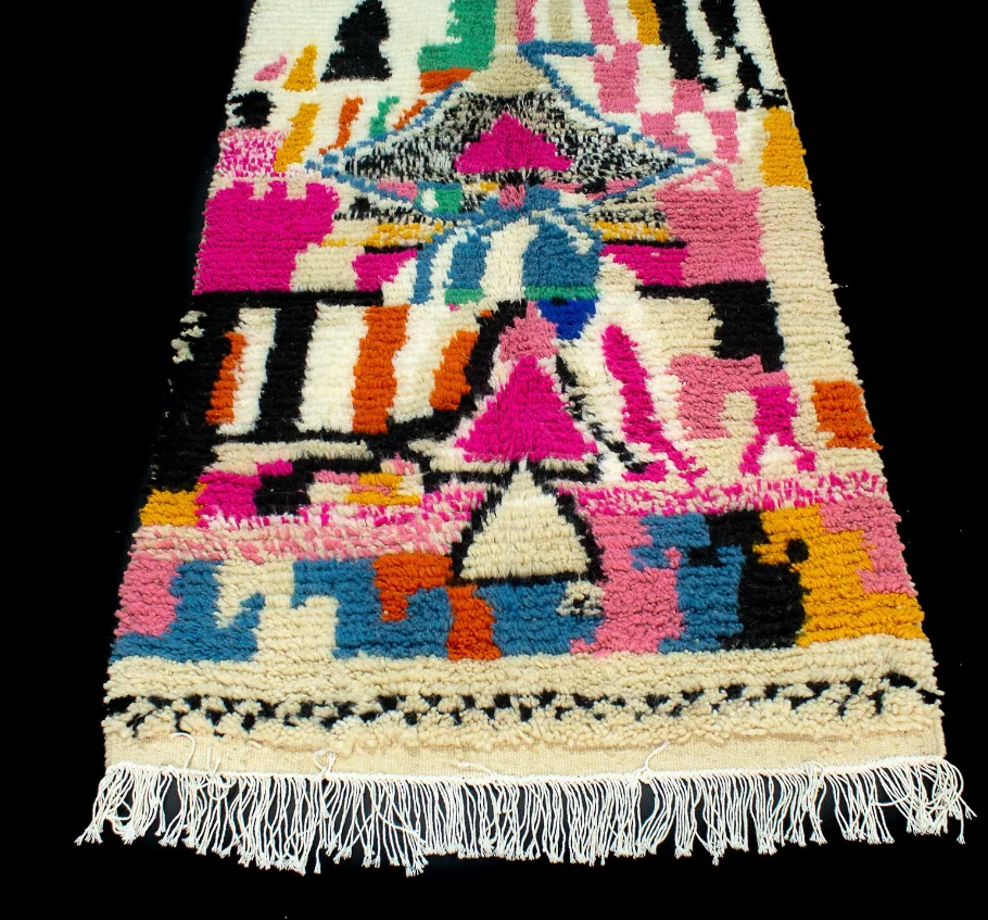 Colorful Moroccan Beni Ourain Berber Rug Large Genuine Wool Rug Custom