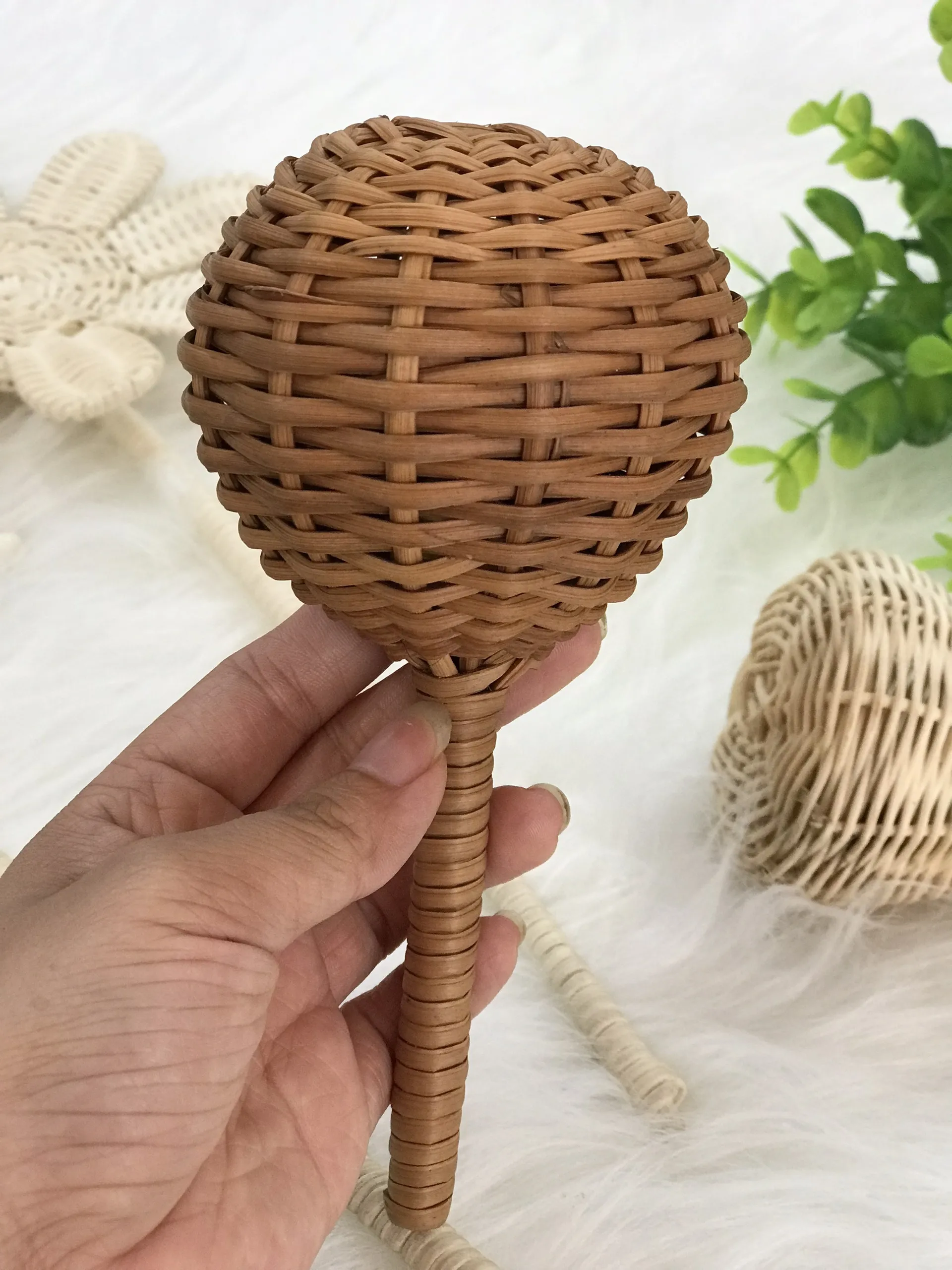 Hochet En Rotin Naturel Pour Bébé - Jouet Sensoriel Et Ornement Rotin