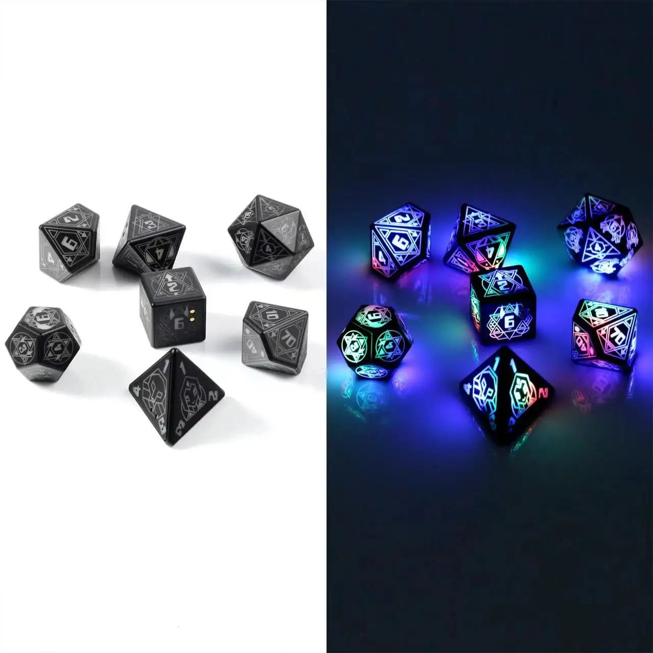 Custom Light Up Dnd Dice Rechargeable With Charging Box 7 Pcs Led
