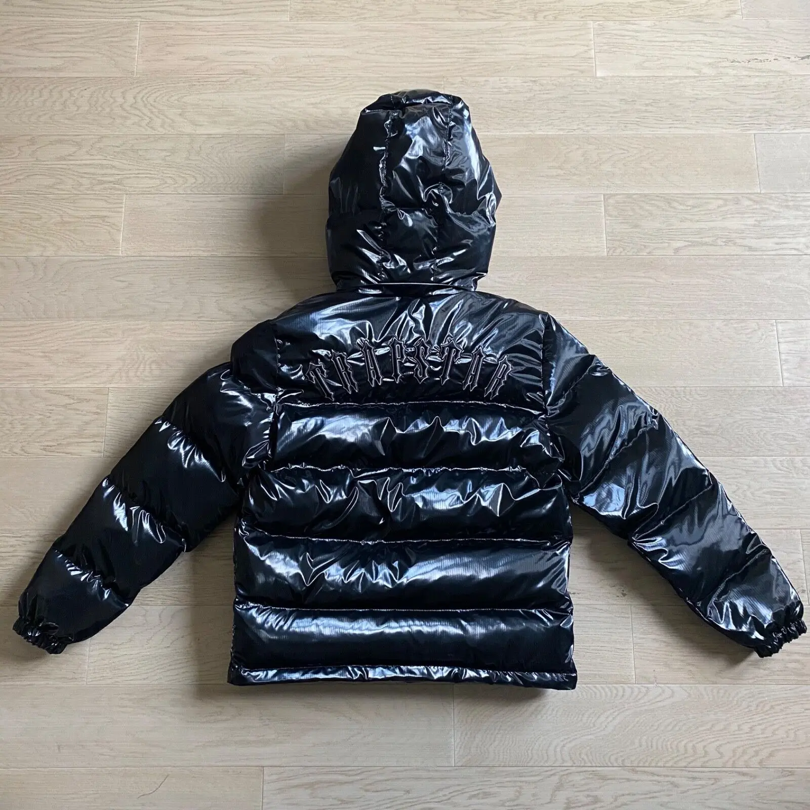 Trapstar Puffer Irongate Jacket Detachable Hood Color Shiny Black High Quality Best Premium 9107