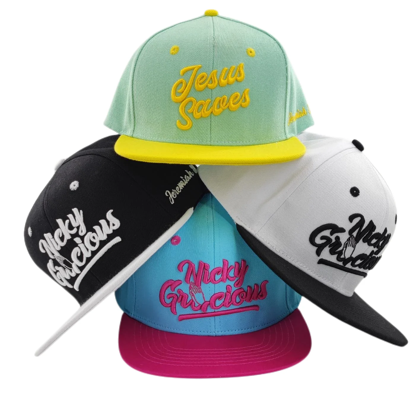 New Style Popular Customized logo Custom Color 6 Panel Snapback Cap Hip Hop  Hat Monogram Embroidery Sombreros, image size:1413x1413