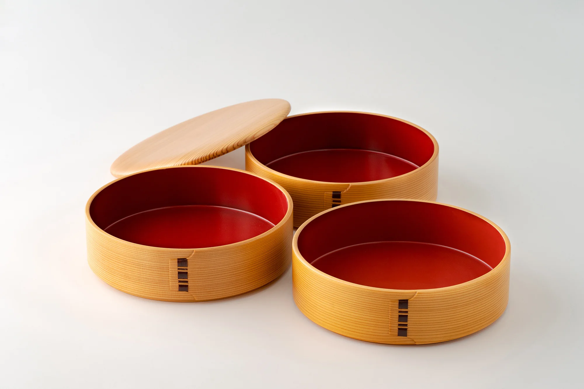 Japanese Three Tiers Box Wooden Handmade Traditional Products Made In