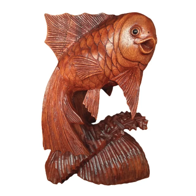 Custom Pine Wood Animal Statue Hand Carved Folk Art Engraved Statue for Home Decor and Gift