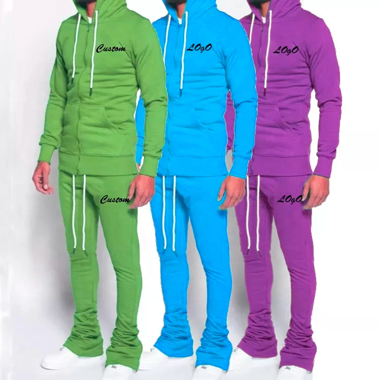 Latest Customized Design Men Slim Fit Stacked Tracksuit Sweatsuit