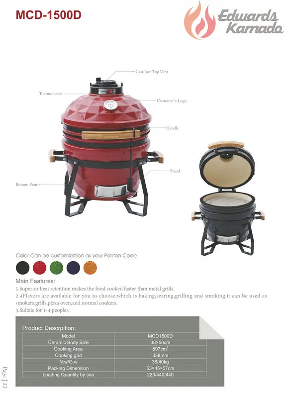 Edwards Kamado 27 Inch Outdoor Kamado Egg Shape Ceramic Joe Green Color