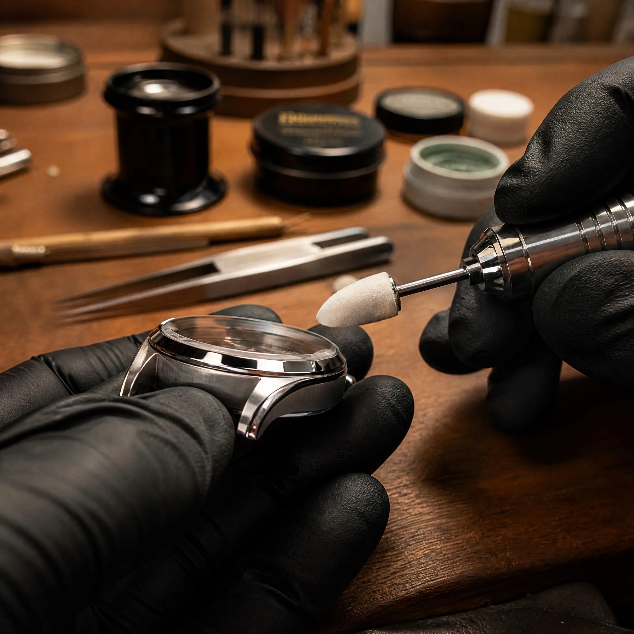 Watch Case Precision Mirror Polishing with Felt Mounted Point