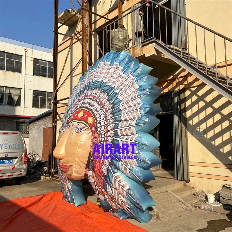 4.5 m Customized Inflatable Indian Head Sculpture,inflatable Tribe Girl Character Balloon for Sale