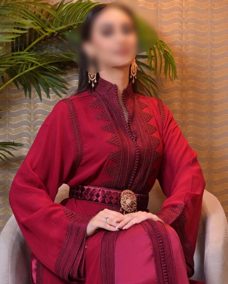 Luxury Moroccan Burgundy Satin Caftan Floor-Length Party Abaya Kaftan  Muslim Gown Natural Waistline Elegant Evening Dress Floral| Alibaba.com