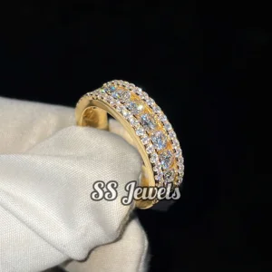 Original 18K White Gold Plated Moissanite Brilliant Cut Wedding Band Women's Anniversary Gift Engagement Ring Religious Style