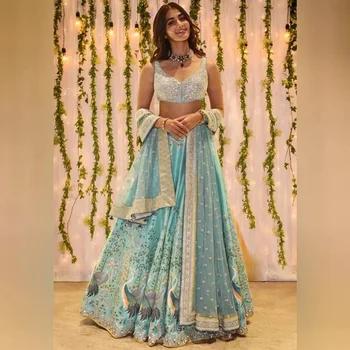 Indian New Designer Wedding Lehenga Choli New Lahenga and Lahenga Choli Party Wear Net Bridal Lahenga Sexy Blouse