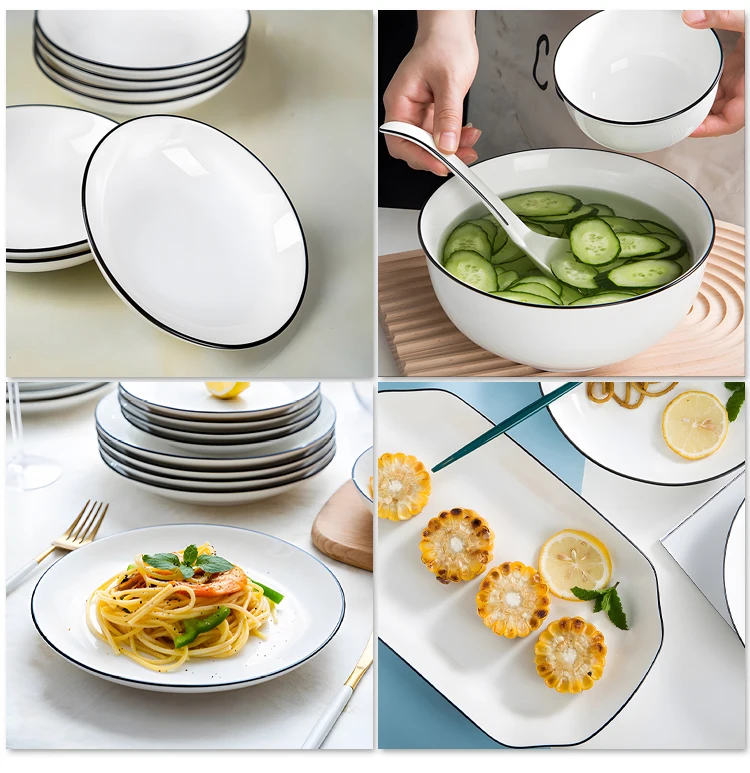 2023 Oven Safe Hotel Restaurant Matte Black And White Porcelain Ceramic