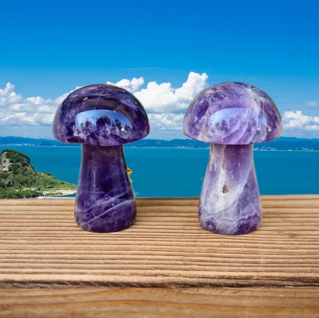 Wholesale Natural Purple Crystal Mushroom Dream Amethyst Carving Crystals  Mushroom for Decoration - Main Image