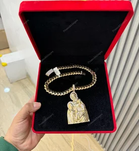 Moissanite Virgin Mary Holding Baby Jesus Pendant Gold Plated Custom Design Party Wholesale Price
