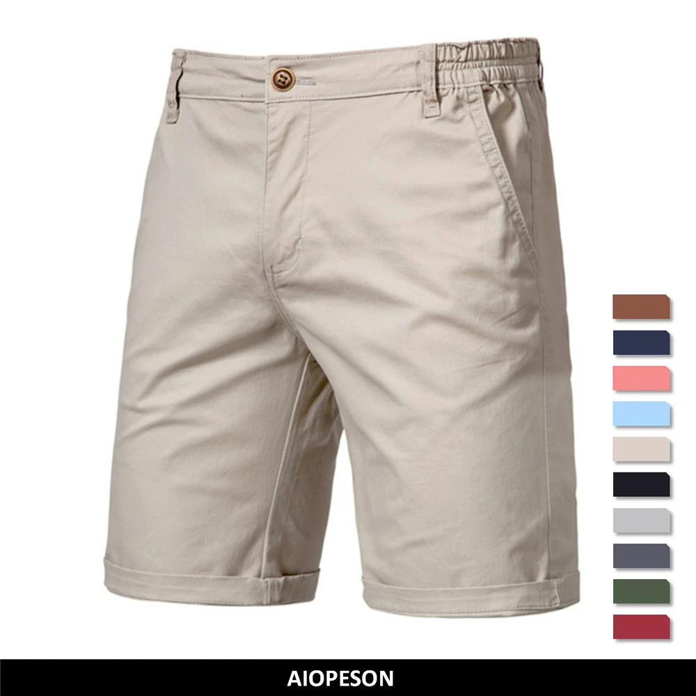 BEST quality 2023 Men Summer Casual Shorts Cotton Short Pants Solid Color Knee Length Man Leisure Shorts Size men custom799_voghion.com