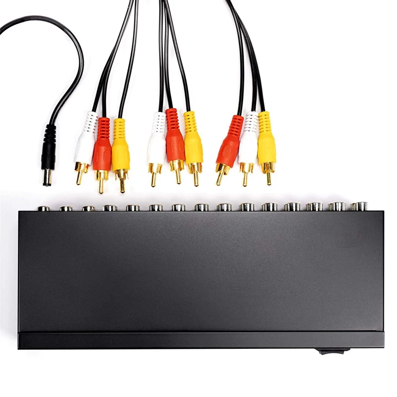 Rca Audio Video Splitter with Composite Cable - 8 Way Av Switch Box for Tv, Dvr, Dvd, Vcr, Gaming, Speakers, and More - 1 Input