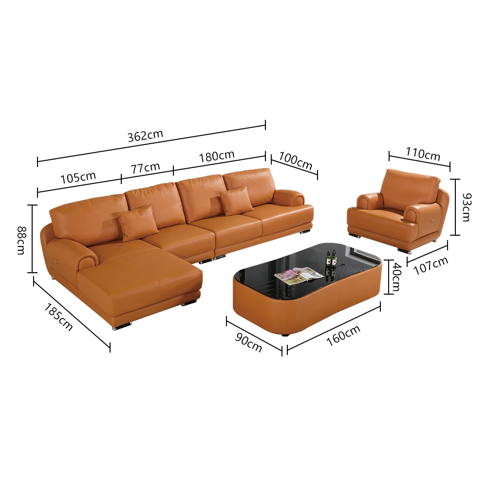 Factory Price Fashion Genuine Leather Sofa Home Furniture Linen Fabric