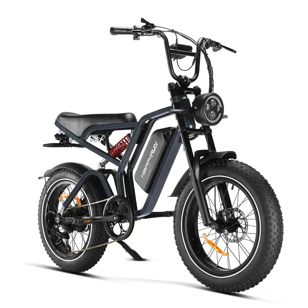 Happyrun G60 Tank 1500W Electric Bike with Integrated 250W Motor Fat Tire All Terrain 60KM Range Electric Cycle Motorcycle